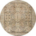 Round Traditional Dark Almond Brown Persian Rug, tr2950