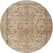 Square Machine Washable Traditional Brown Rug, wshtr2952