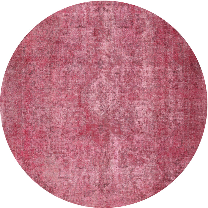 Round Traditional Raspberry Red Persian Rug, tr2953