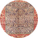 Round Traditional Fire Brick Red Persian Rug, tr2956