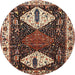 Round Traditional Light Copper Gold Persian Rug, tr2957