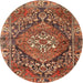Round Traditional Red Persian Rug, tr2958