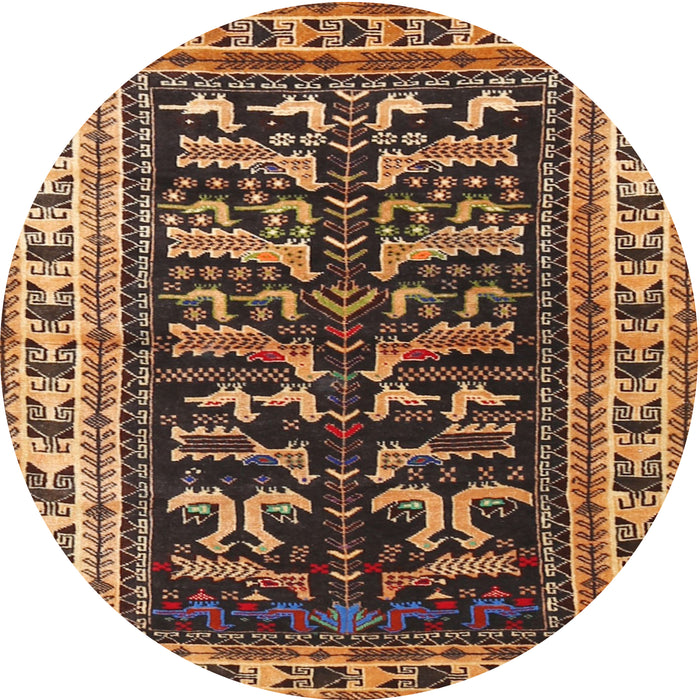 Round Traditional Bakers Brown Persian Rug, tr2964