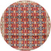 Round Traditional Fire Brick Red Persian Rug, tr2966