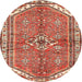 Round Traditional Tangerine Pink Persian Rug, tr2967