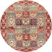Round Traditional Brown Persian Rug, tr2968