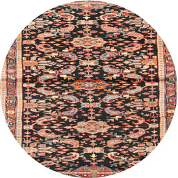 Round Traditional Tangerine Pink Animal Rug, tr2969
