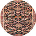 Round Traditional Tangerine Pink Animal Rug, tr2969