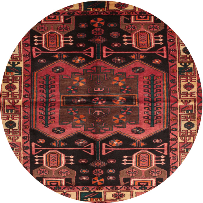Round Traditional Saffron Red Persian Rug, tr296