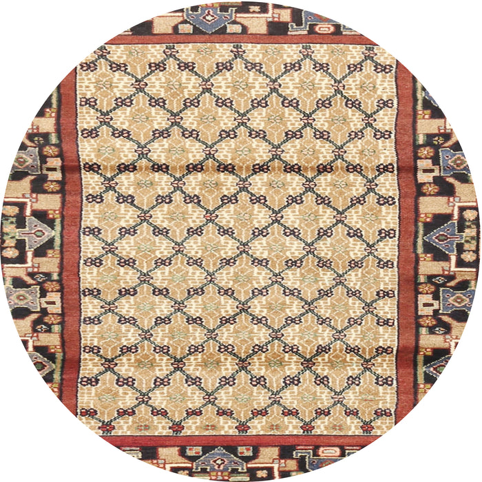 Round Traditional Sienna Brown Persian Rug, tr2972
