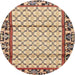 Round Traditional Sienna Brown Persian Rug, tr2972