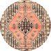 Round Traditional Sienna Brown Persian Rug, tr2973