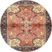 Round Traditional Chestnut Brown Persian Rug, tr2974