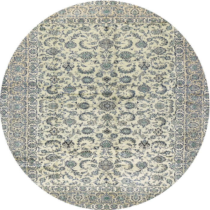 Round Traditional Silver Gray Persian Rug, tr2976