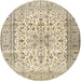 Round Traditional Dark Almond Brown Persian Rug, tr2977