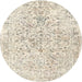 Round Traditional Tan Brown Persian Rug, tr2978