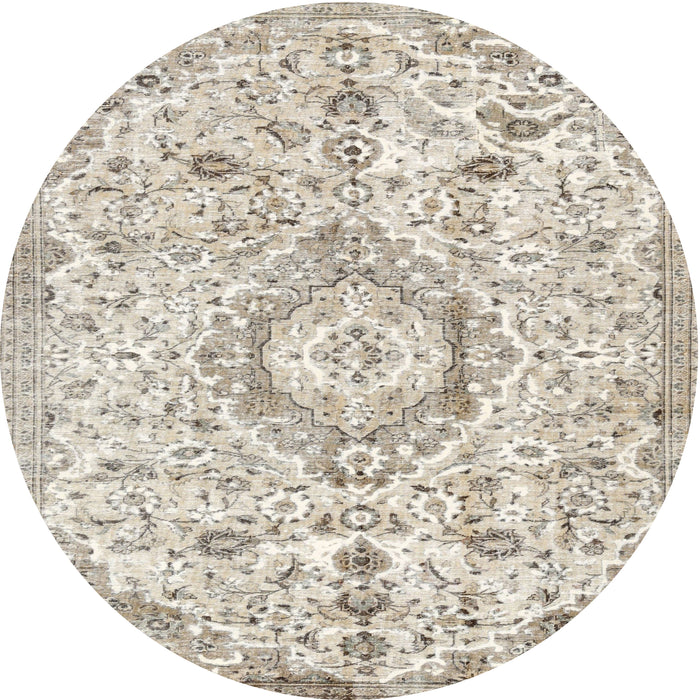 Round Traditional Camel Brown Persian Rug, tr2981
