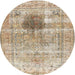 Round Traditional Dark Almond Brown Persian Rug, tr2982