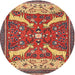 Round Traditional Brown Animal Rug, tr2984