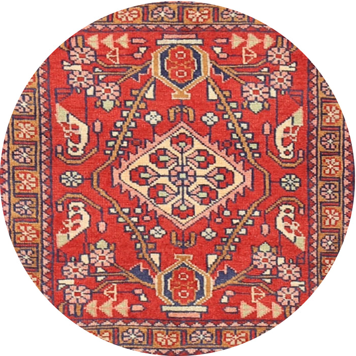 Square Machine Washable Traditional Sunrise Orange Rug, wshtr2985
