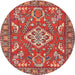 Square Machine Washable Traditional Sunrise Orange Rug, wshtr2985