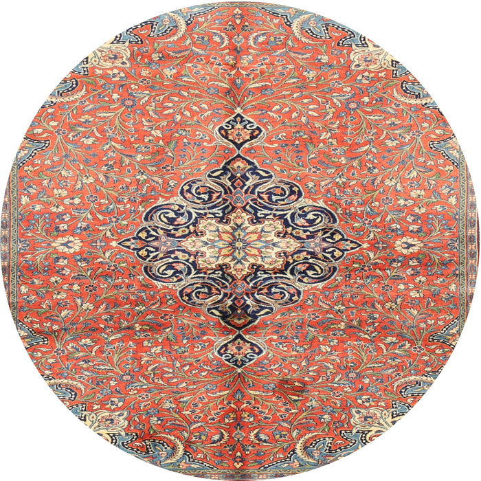 Round Traditional Light French Beige Brown Persian Rug, tr2987