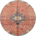 Round Traditional Light French Beige Brown Persian Rug, tr2987
