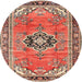 Round Traditional Light Copper Gold Persian Rug, tr2988