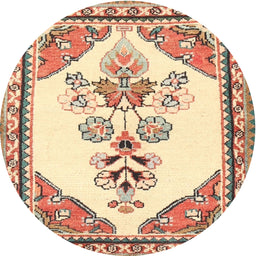 Round Traditional Khaki Gold Animal Rug, tr2989