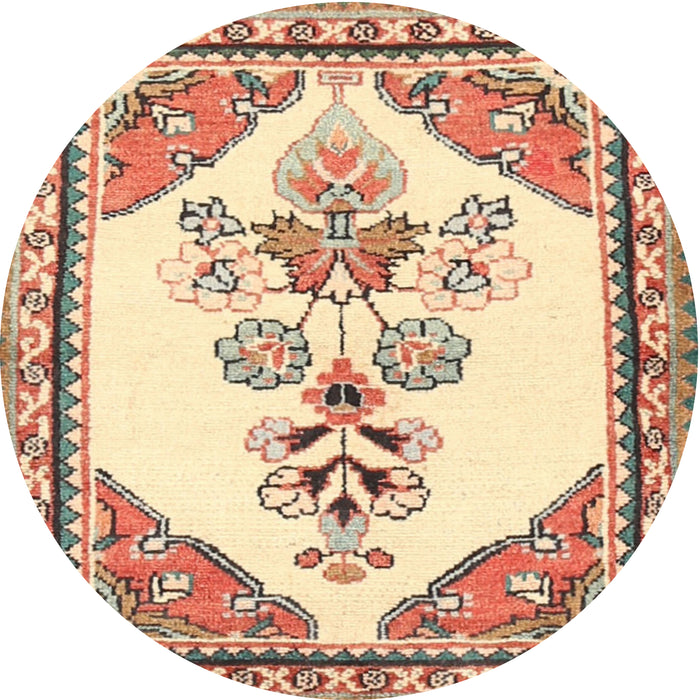 Round Traditional Khaki Gold Animal Rug, tr2989