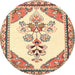 Round Traditional Khaki Gold Animal Rug, tr2989