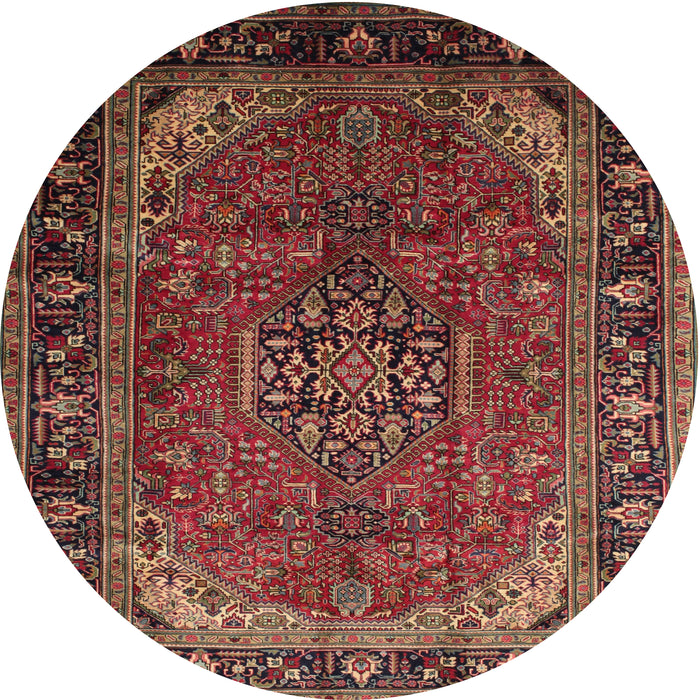 Square Machine Washable Traditional Saffron Red Rug, wshtr298