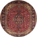 Round Traditional Saffron Red Persian Rug, tr298