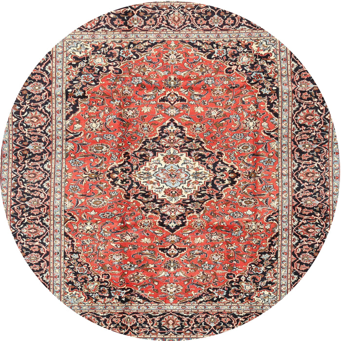 Square Machine Washable Traditional Brown Red Rug, wshtr2992