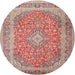 Square Machine Washable Traditional Fire Brick Red Rug, wshtr2993