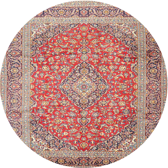 Round Traditional Fire Brick Red Persian Rug, tr2993
