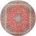 Round Traditional Fire Brick Red Persian Rug, tr2993