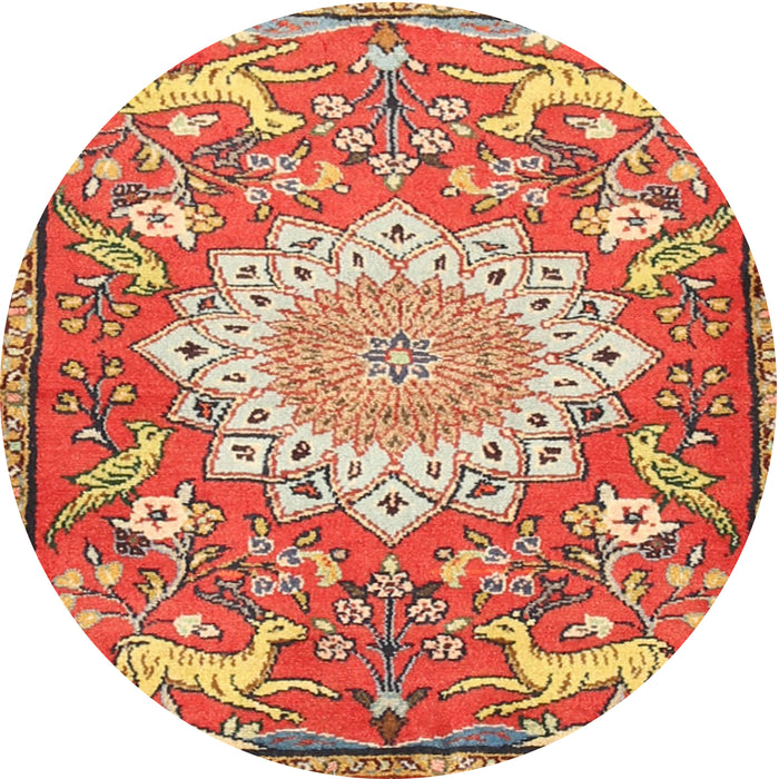 Round Traditional Sand Brown Animal Rug, tr2996