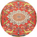 Round Traditional Sand Brown Animal Rug, tr2996