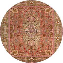 Square Machine Washable Traditional Red Rug, wshtr29
