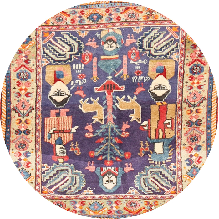 Round Traditional Brown Animal Rug, tr3001