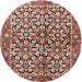 Round Traditional Brown Red Persian Rug, tr3003