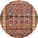 Round Traditional Saffron Red Persian Rug, tr3004