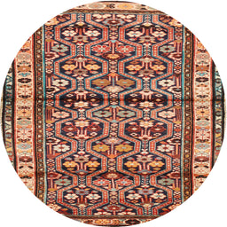 Square Machine Washable Traditional Saffron Red Rug, wshtr3004