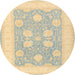 Round Traditional Brown Gold Oriental Rug, tr3009