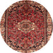 Square Machine Washable Traditional Saffron Red Rug, wshtr300