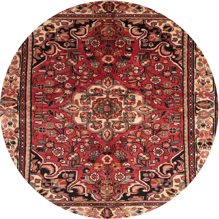 Round Traditional Saffron Red Persian Rug, tr300