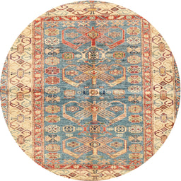 Round Traditional Orange Salmon Pink Oriental Rug, tr3011