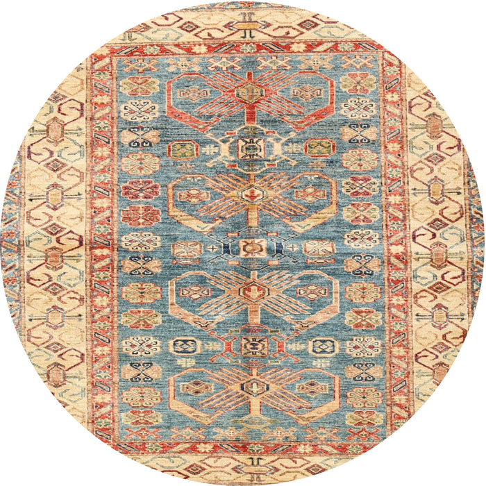 Round Traditional Orange Salmon Pink Oriental Rug, tr3011