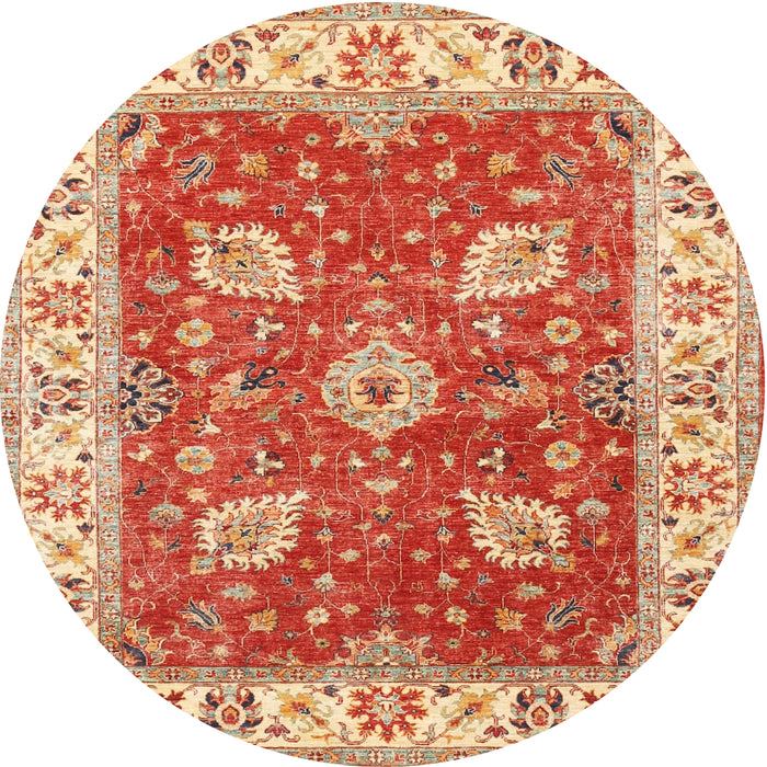 Round Traditional Red Oriental Rug, tr3012